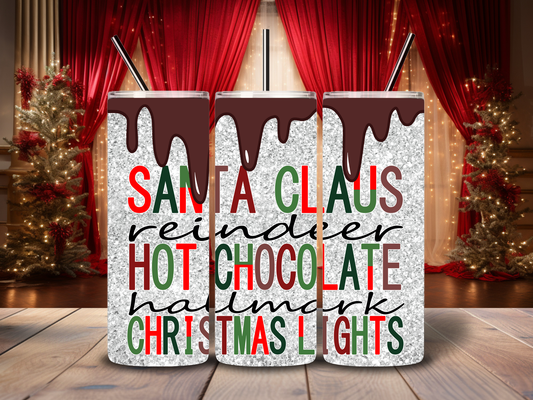 Santa Claus. Hot Chocolate. Christmas Lights.